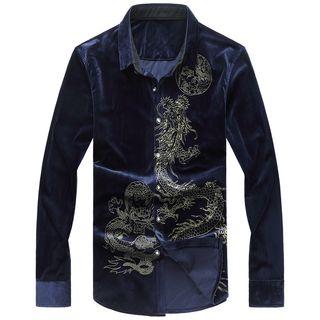 Embroidered Velvet Shirt