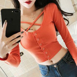 Cross Strap V-neck Top