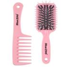 Set : Hair Comb + Hair Brush Set - Blue Zoo - Comb & Brush - Coral Pink - One Size