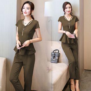 Set: Short Sleeve Top + Elbow Length Pants