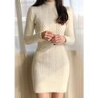 Dali Hotel Mock-neck Cable Knit Bodycon Dress
