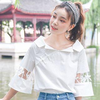 Cut Out Detail 3/4 Sleeve Blouse