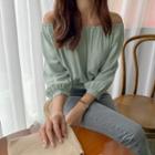 Off-shoulder Tie-back Pastel-color Top