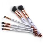 Set Of 6: Makeup Brush With Marble Print Handle