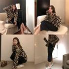 Leopard Pattern Sweater / Midi Knit Skirt