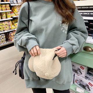 Brushed-fleece Lined Printed Oversized Sweatshirt Khaki - One Size