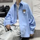 Applique Pocket Front Corduroy Shirt