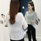 Perforated Panel 3/4-sleeve Top