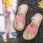 Checked Cross Strap Sandals