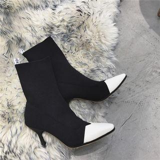 Faux Leather Toe Cap High Heel Booties