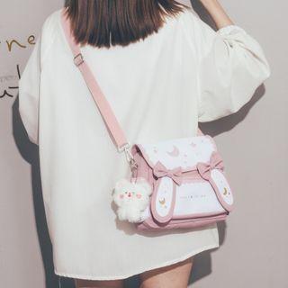 Moon Print Rabbit Ear Crossbody Bag / Bag Charm / Set