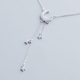 925 Sterling Silver Moon & Star Pendant Necklace S925 Sterling Silver - Silver - One Size