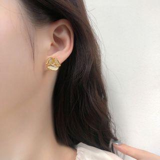 Flower Rhinestone Sterling Silver Earring 1 Pair - Flower Rhinestone Sterling Silver Earring - Gold - One Size