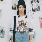 Tiger Print 3/4 Sleeve T-shirt