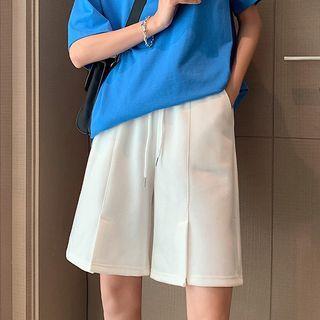 Drawstring Front-slit Shorts