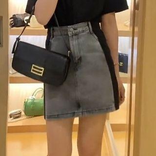 Two-tone Mini Denim Skirt