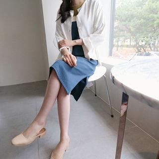Color-block Slit-hem Knit Dress