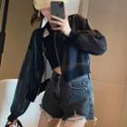 See-through Zip-up Jacket Black - One Size
