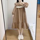 Long-sleeve Plaid Midi Sleep Dress / Sleeve Top / Lounge Pants / Set