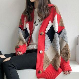 Argyle Cardigan Red - One Size