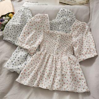 Floral Smocked Peplum Top