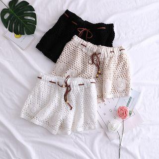 Lace Panel Shorts White - One Size