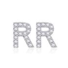 Simple And Fashion Letter R Cubic Zircon Stud Earrings Silver - One Size