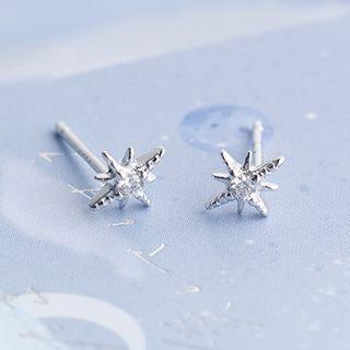 Star Stud Earring 1 Pair - S925 Silver - Silver - One Size