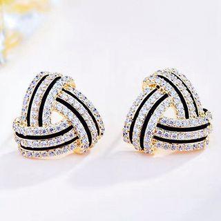 Geometric Rhinestone Alloy Earring E0317 - Kc Gold - One Size