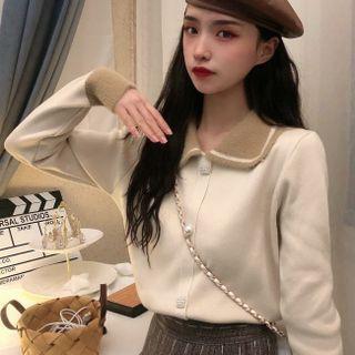 Knitted Peter Pan Collar Cropped Sweater