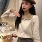Knitted Peter Pan Collar Cropped Sweater