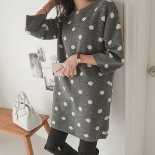 Polka-dot Wool Blend Knit Dress