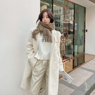Double-breasted Boucl  Coat White - One Size