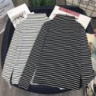 Long Sleeve Mock Neck Stripe Top
