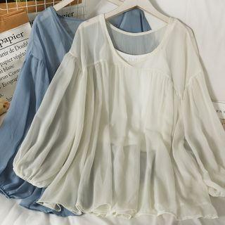 Loose-fit Sheer Chiffon Top With Cami