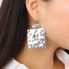 Textured Alloy Square Dangle Earring
