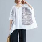Elbow-sleeve Embroidered Tunic T-shirt White - One Size