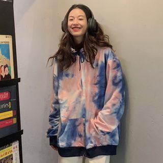 Tie-dye Long Sleeve Sweatshirt / Hooded Zip Jacket