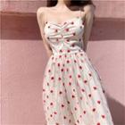 Floral Strappy Midi A-line Dress As Shown In Figure - One Size