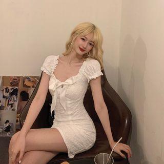 Cap-sleeve Smocked Mini Dress