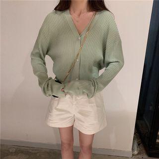 V-neck Cardigan Mint Green - One Size