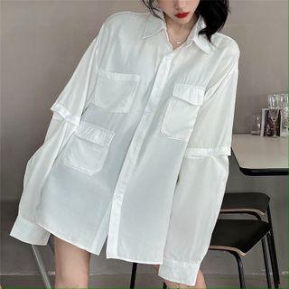 Detachable Long Sleeve Plain Shirt