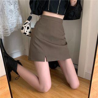 High-waist A-line Slit Mini Skirt