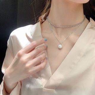 Pearl Pendant Layered Choker