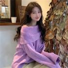 Off Shoulder Sweater Purple - One Size