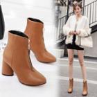 Chunky Heel Zipper Ankle Boots