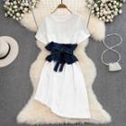Short Sleeve T-shirt Dress With Denim Belt