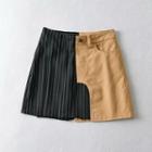 Asymmetrical Striped Panel Mini A-line Skirt