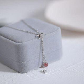 925 Sterling Silver Bow Bead Pendant Y Necklace Necklace - As Shown In Figure - One Size
