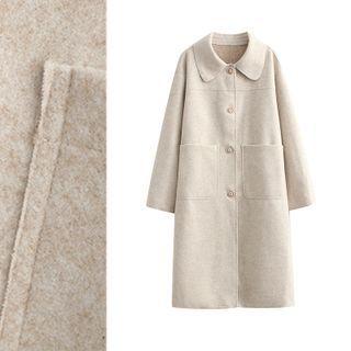 Single Breasted Peter Pan Collar Woolen Coat